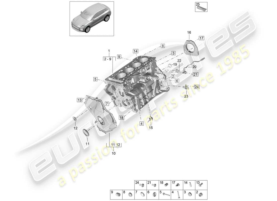 porsche macan (2020) crankcase part diagram