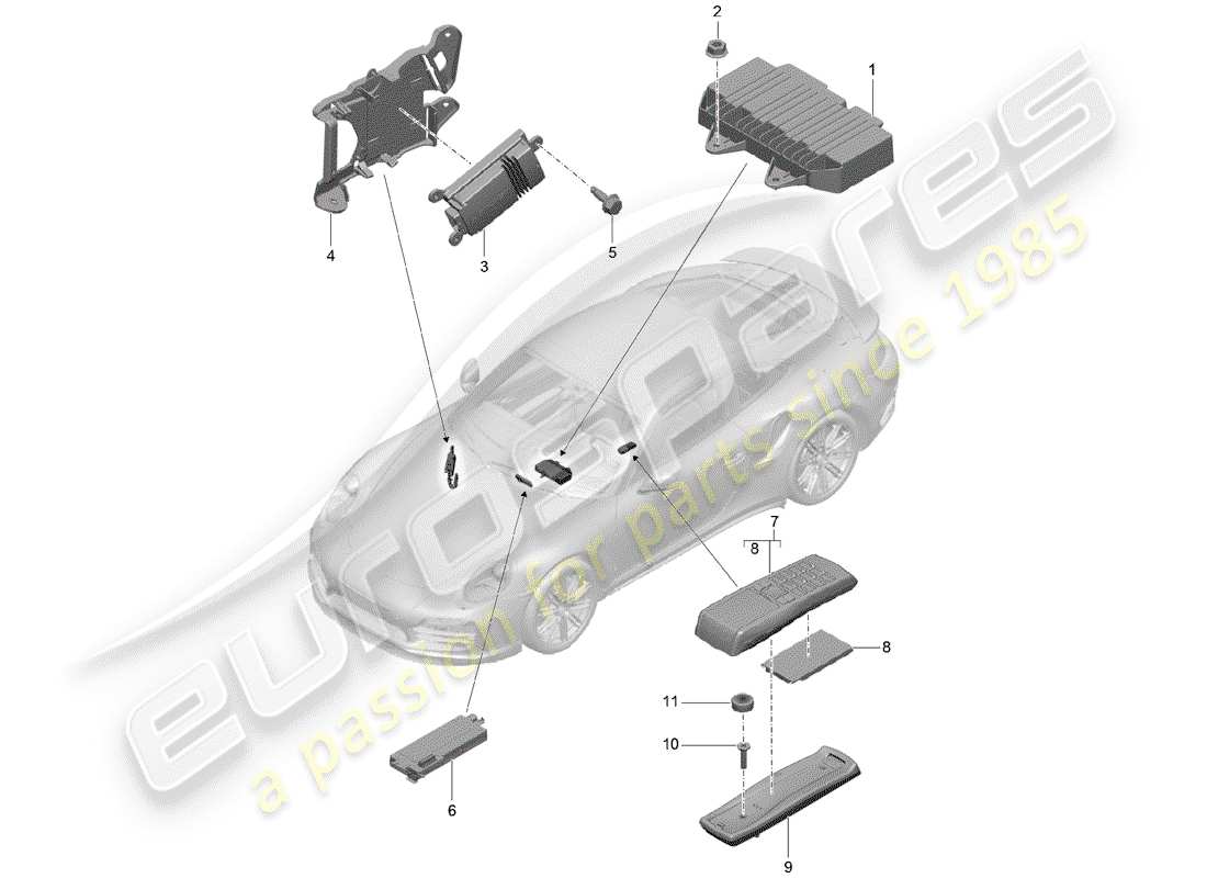 porsche 991 t/gt2rs amplifier part diagram