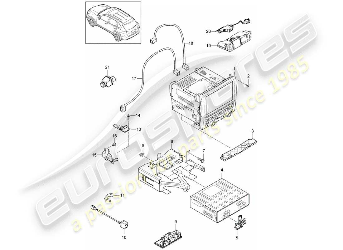 porsche cayenne e2 (2012) navigation system part diagram