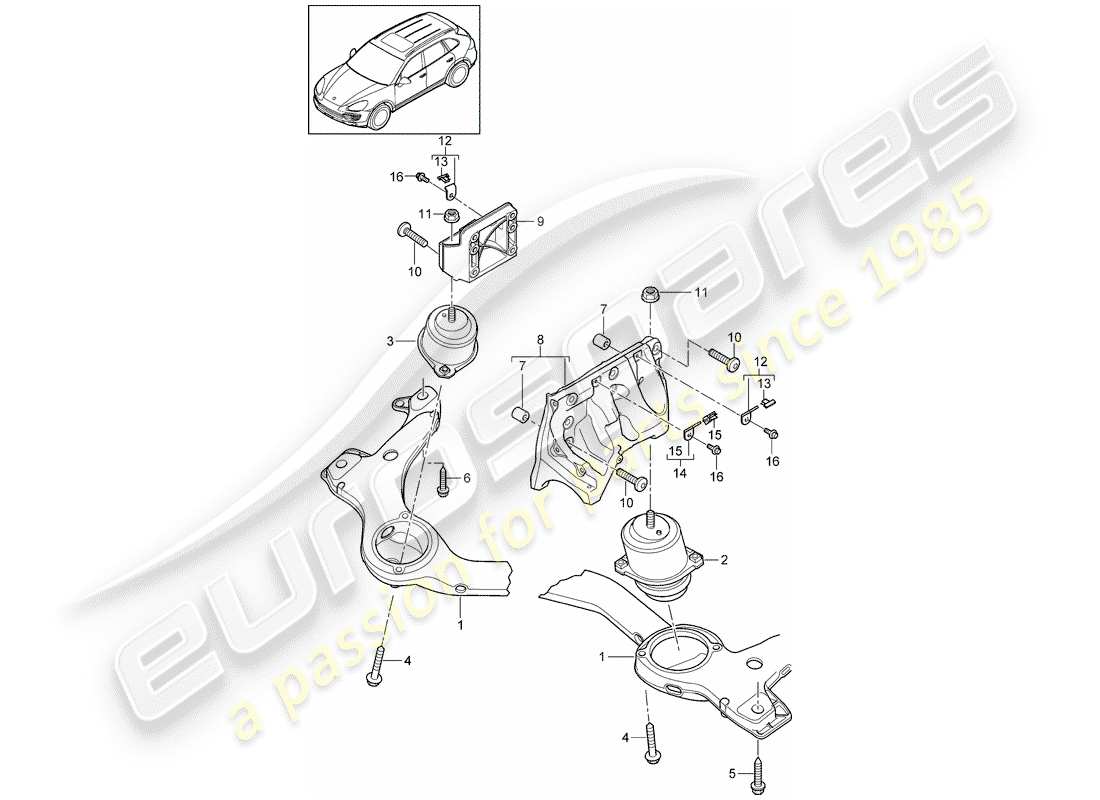 porsche cayenne e2 (2012) engine lifting tackle parts diagram