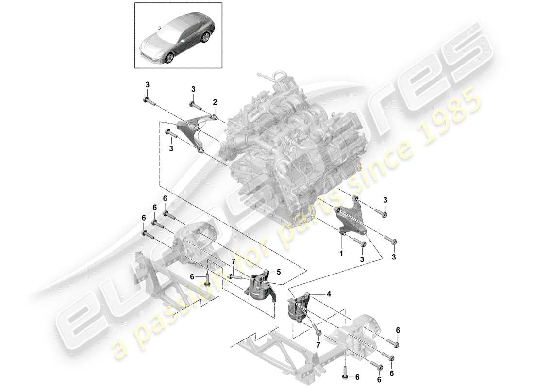 porsche panamera 971 (2017) engine lifting tackle part diagram