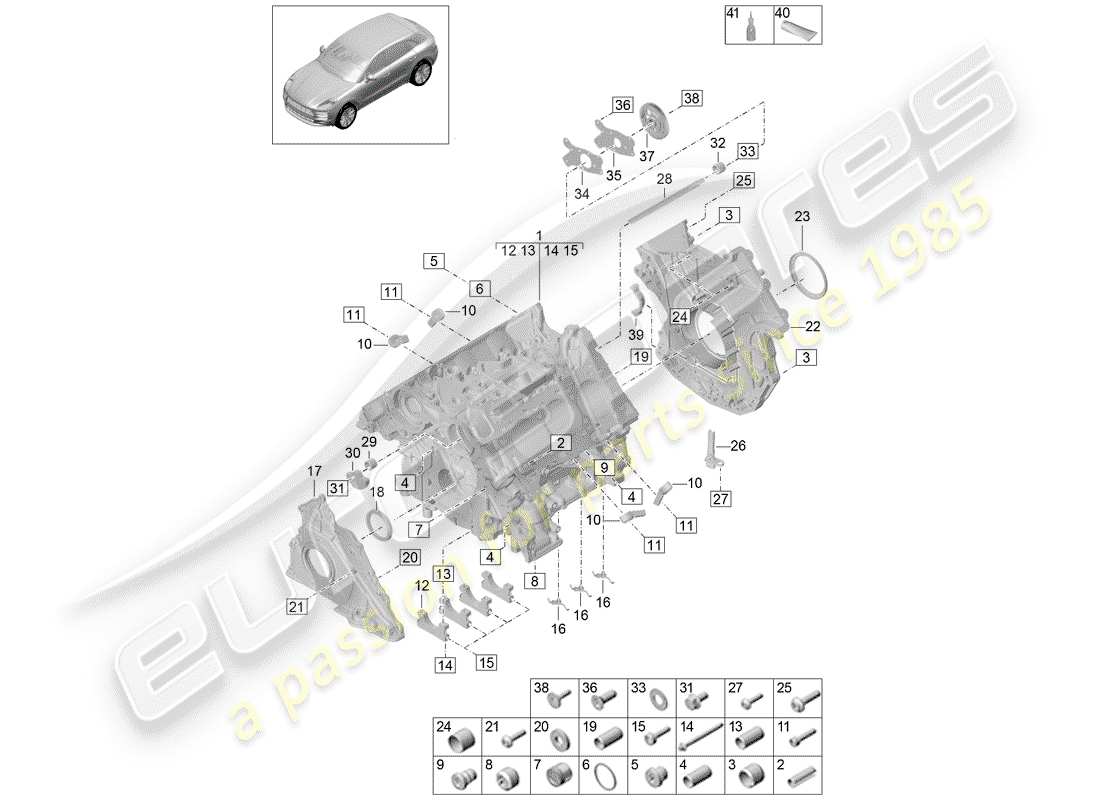 porsche macan (2020) crankcase part diagram