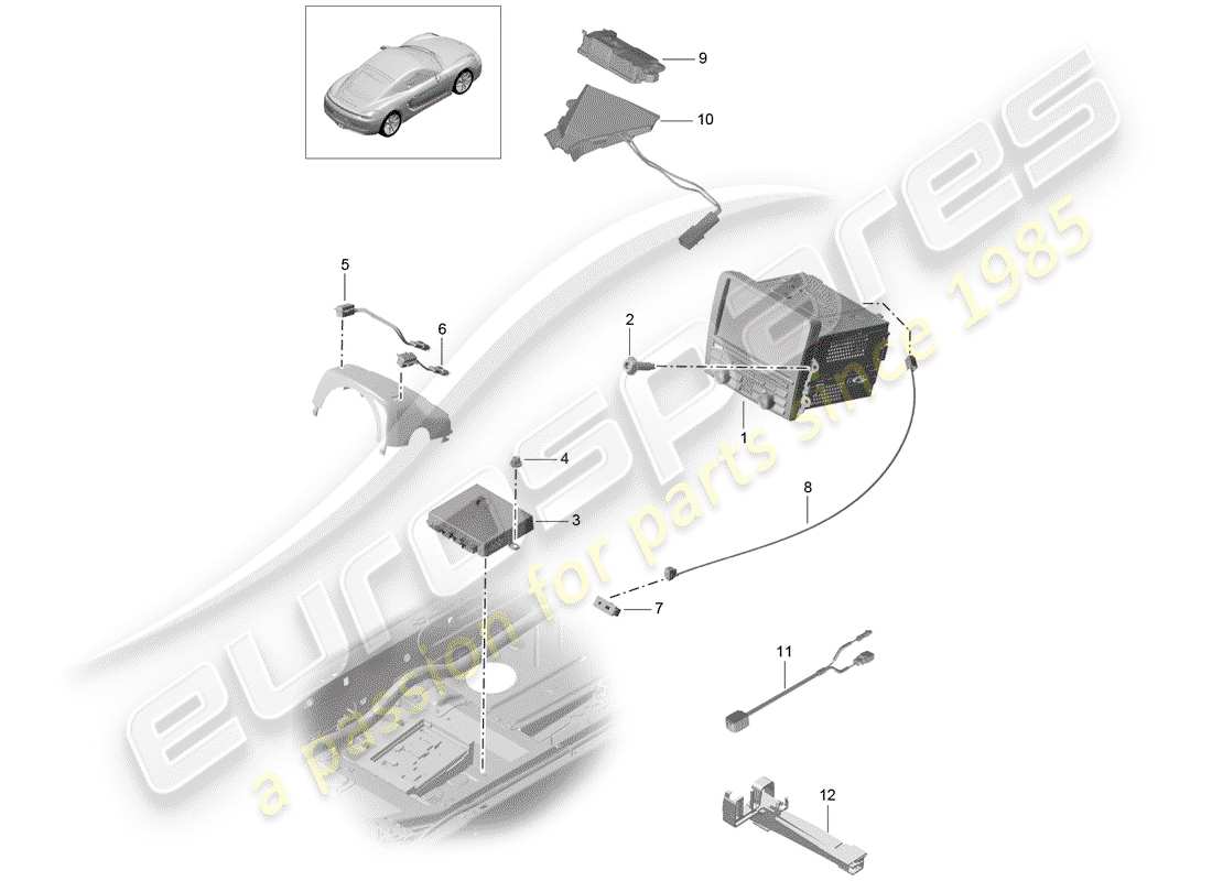 porsche cayman 981 (2014) operating unit part diagram