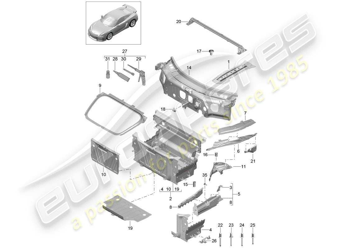 porsche 2016 front end part diagram