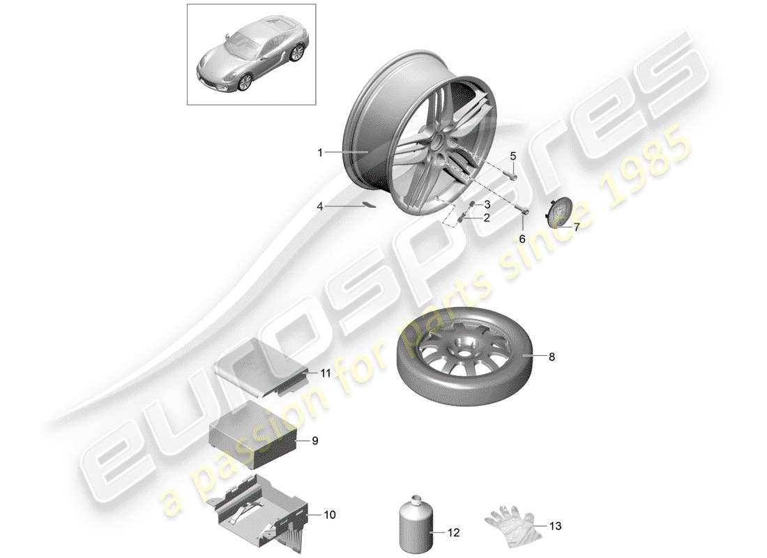 porsche cayman 981 (2014) wheels parts diagram