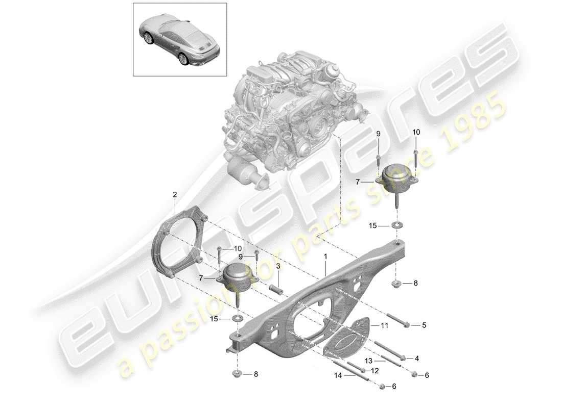 porsche 991 turbo (2019) engine lifting tackle part diagram