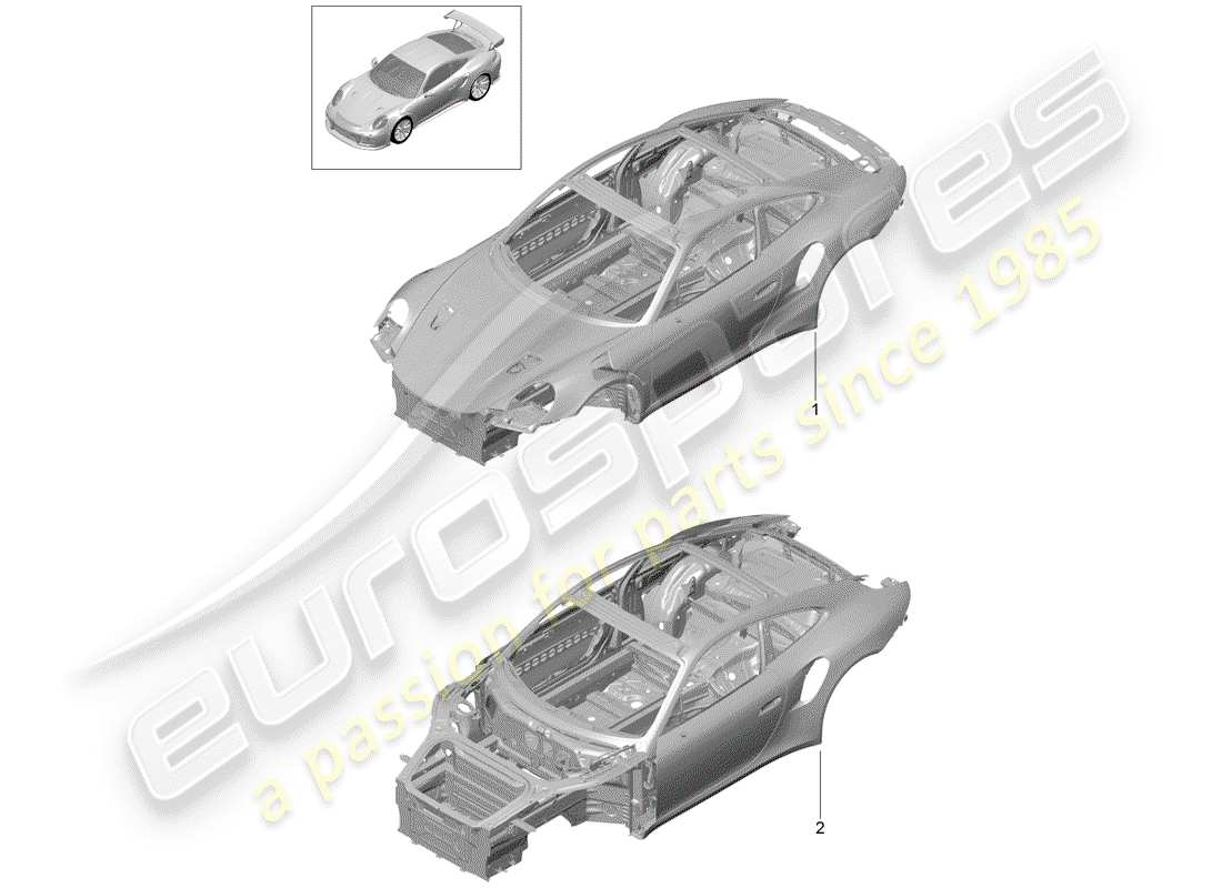 porsche 991 turbo (2017) car body parts diagram