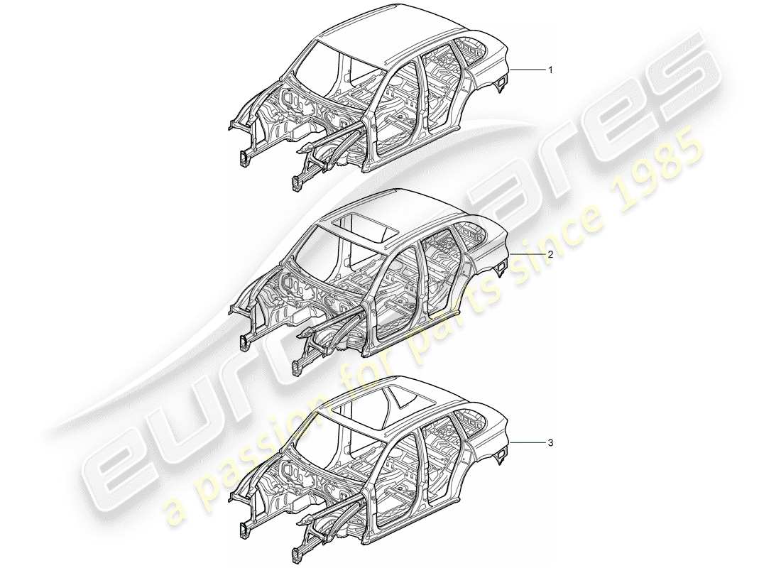 porsche cayenne e2 (2012) car body part diagram