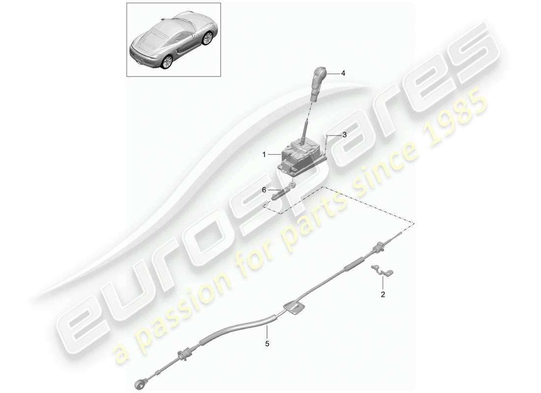 porsche cayman 981 (2014) selector lever parts diagram