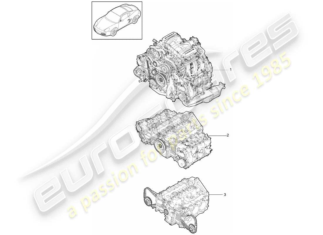 porsche cayman 987 (2010) replacement engine parts diagram