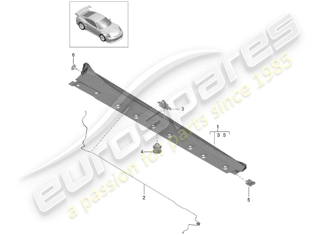 porsche 991 t/gt2rs side member trim part diagram