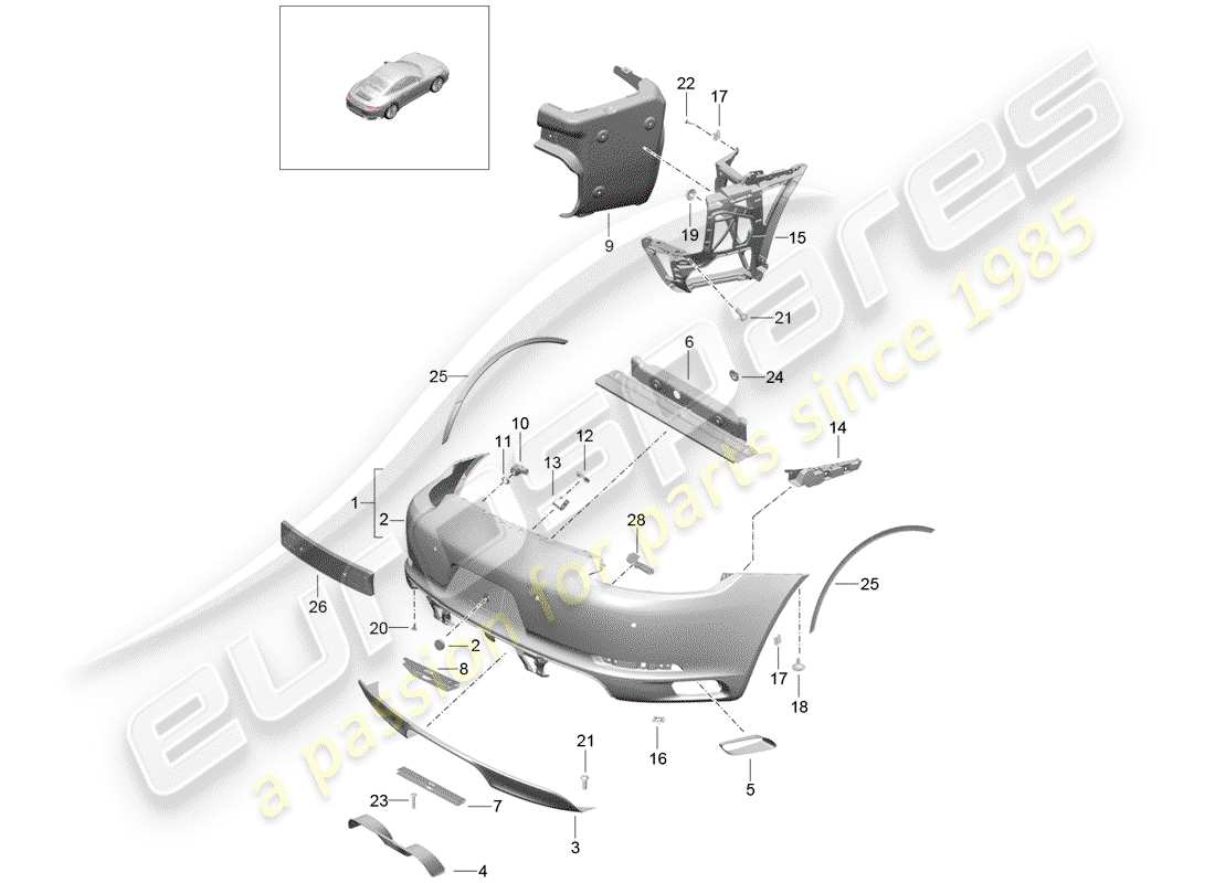 porsche 991 gen. 2 (2018) bumper parts diagram