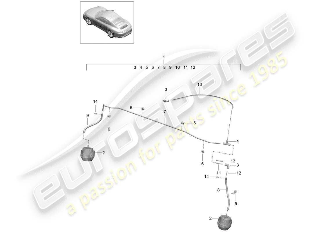 porsche 991 gen. 2 (2019) exhaust system part diagram