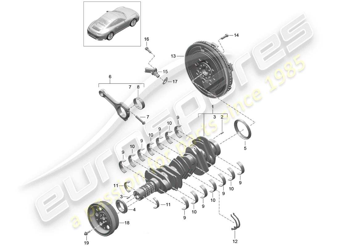 porsche 991 gen. 2 (2019) crankshaft part diagram