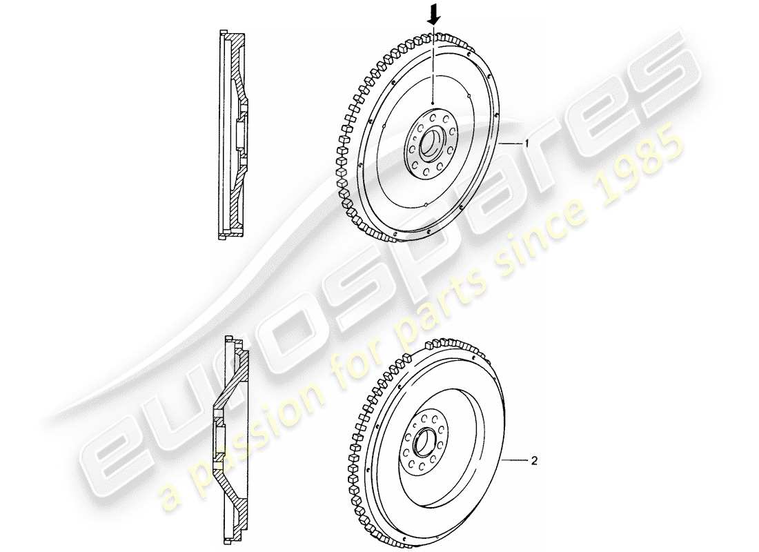 porsche replacement catalogue (1963) flywheel parts diagram