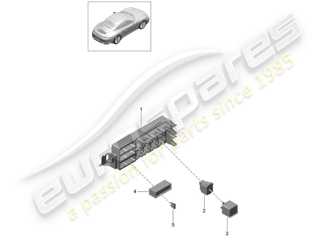 porsche 991 gen. 2 (2018) fuse box/relay plate part diagram
