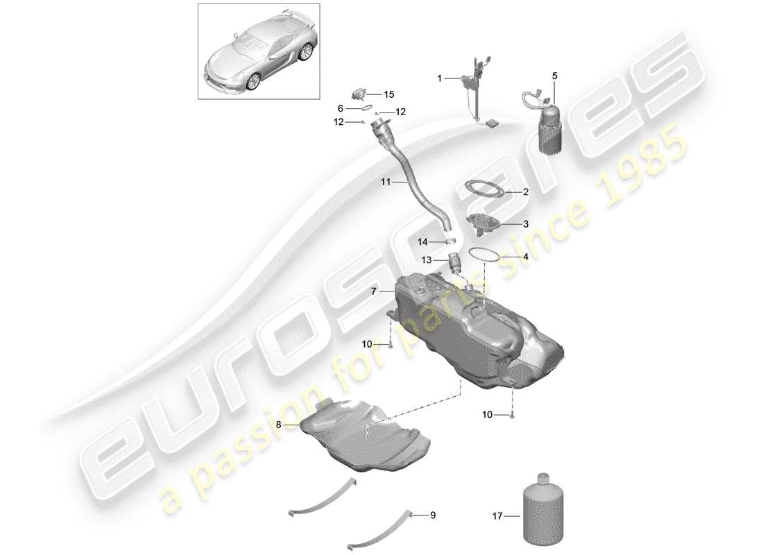 porsche 2016 fuel tank part diagram