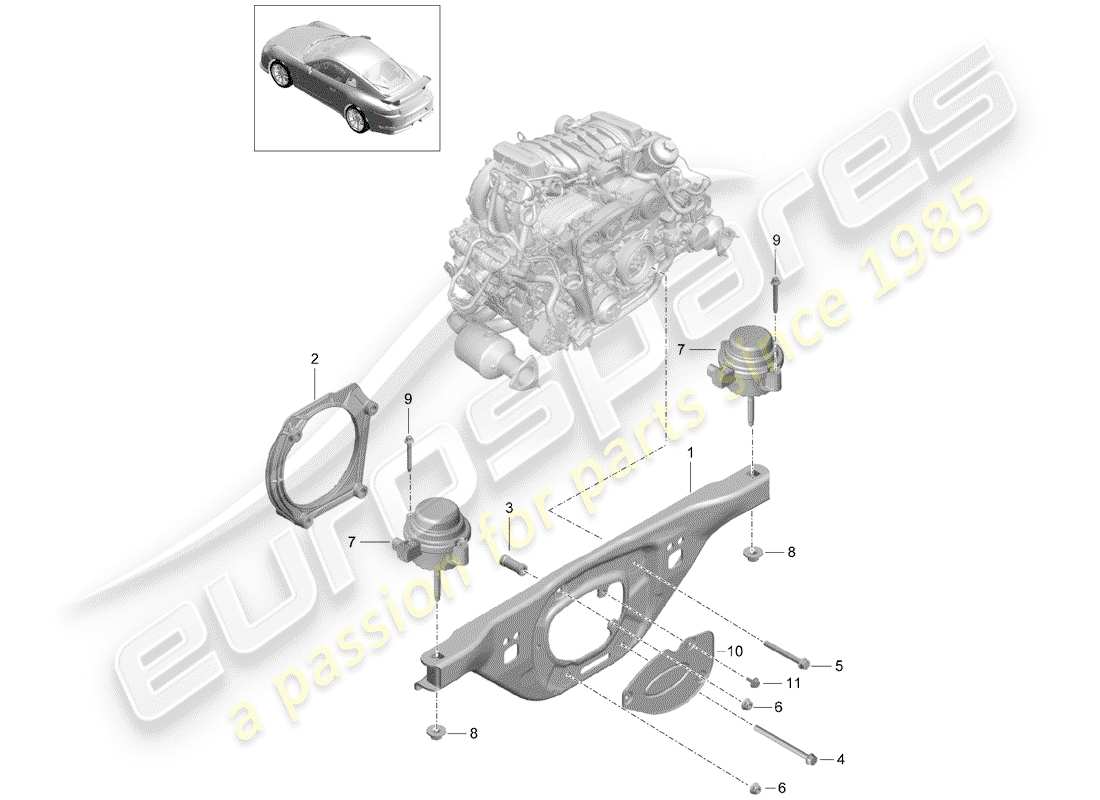 porsche 991r/gt3/rs (2014) engine lifting tackle part diagram