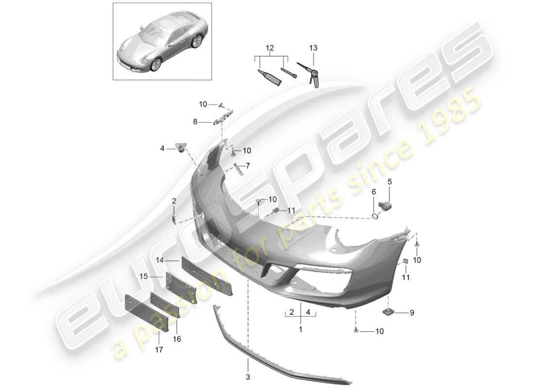porsche 991 gen. 2 (2018) bumper parts diagram