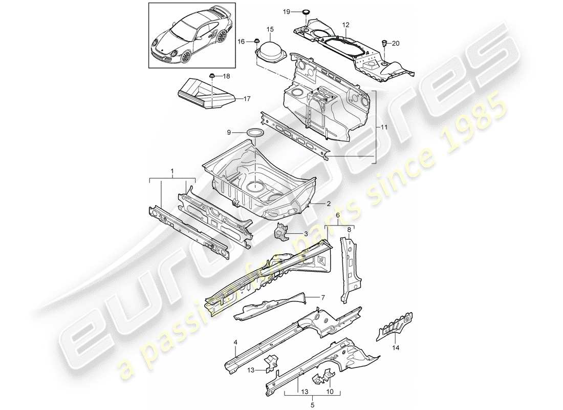 porsche 911 t/gt2rs (2012) front end parts diagram