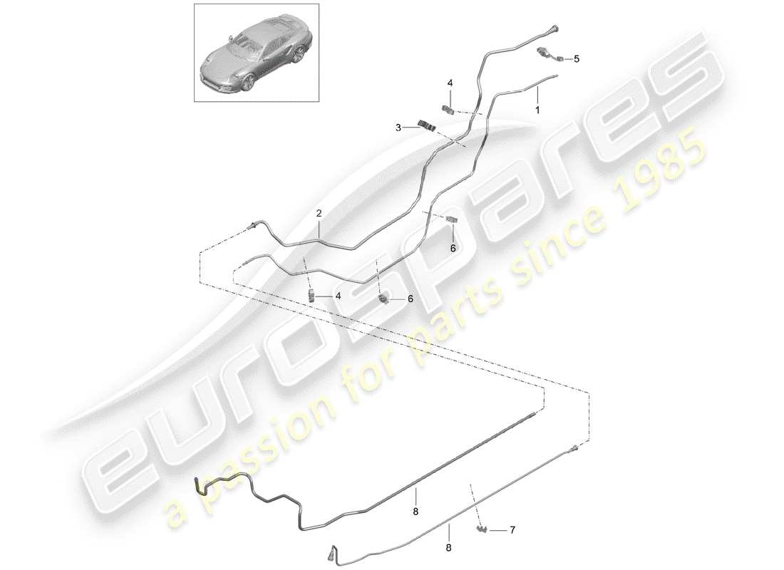 porsche 991 t/gt2rs fuel line part diagram