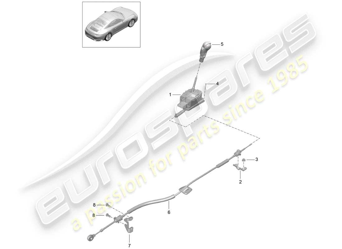 porsche 991 gen. 2 (2019) selector lever part diagram