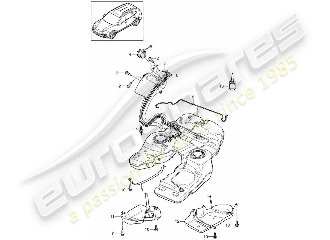 porsche cayenne e2 (2012) fuel tank part diagram