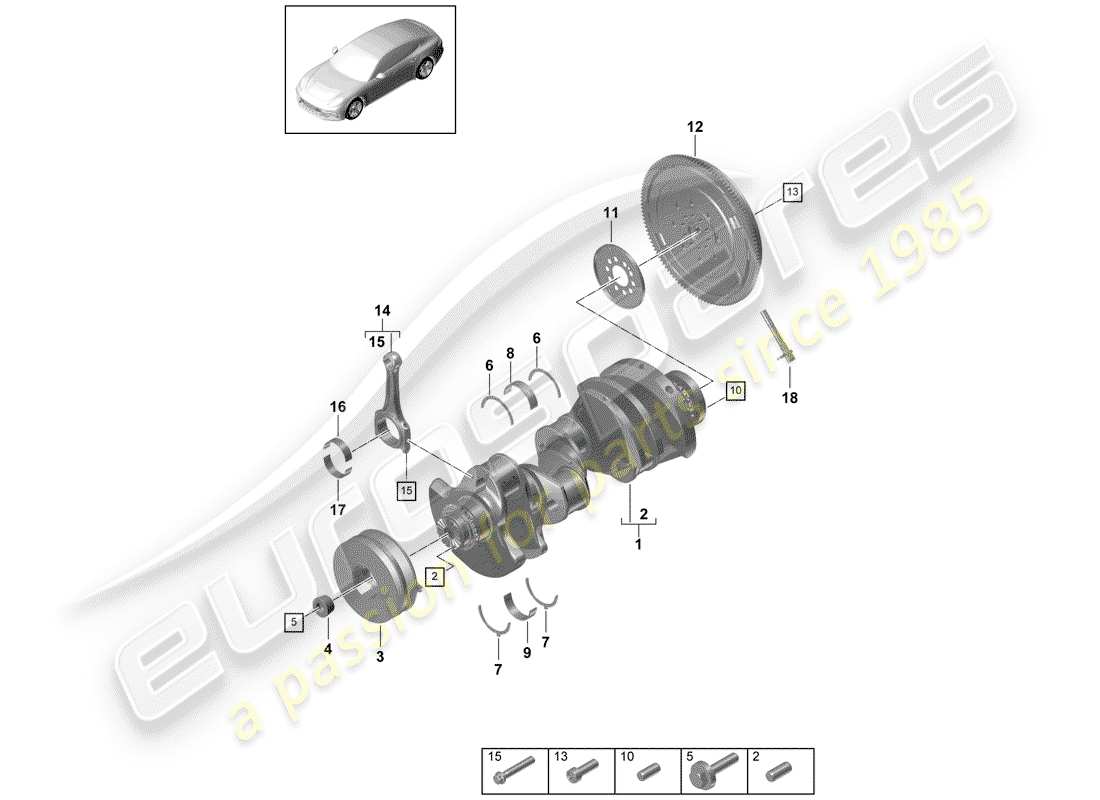 porsche panamera 971 (2019) crankshaft parts diagram