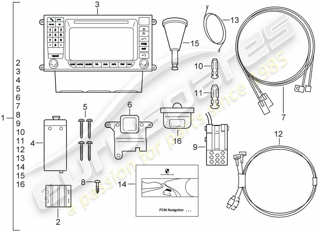 porsche tequipment cayenne (2016) navigation system part diagram
