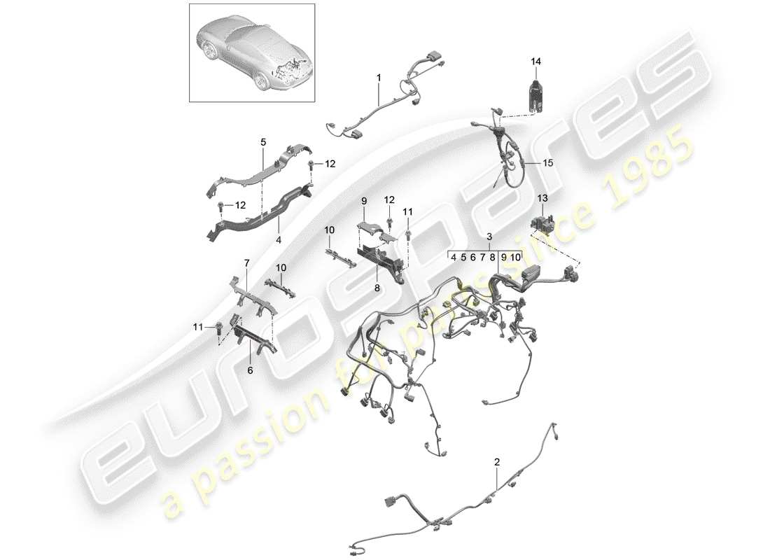 porsche 991 (2015) wiring harnesses part diagram