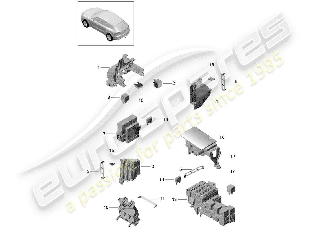 porsche macan (2014) fuse box parts diagram