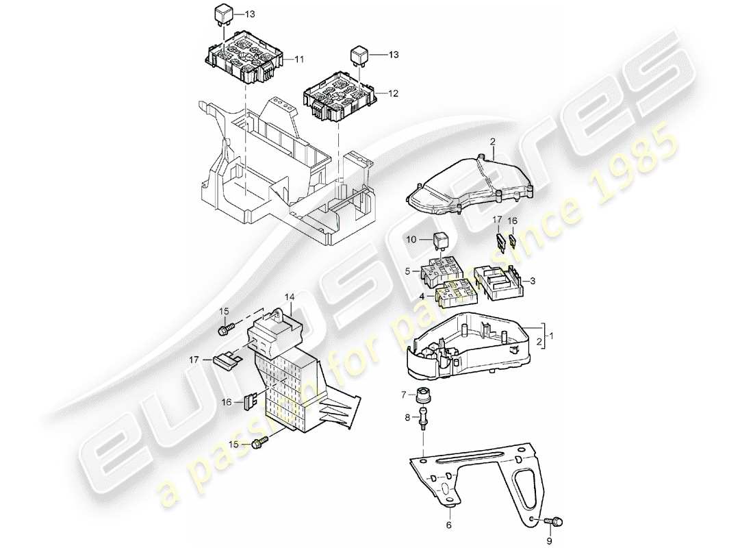 porsche cayenne (2003) fuse box/relay plate part diagram