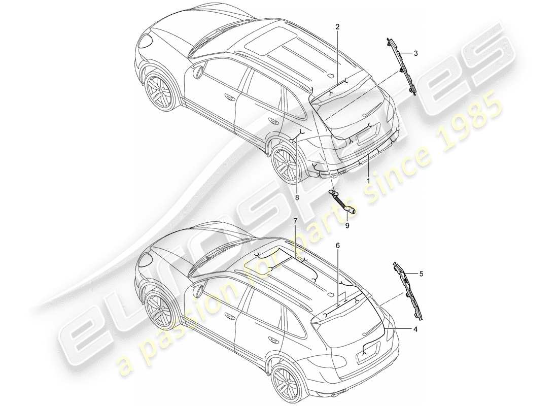 porsche cayenne e2 (2011) wiring harnesses part diagram