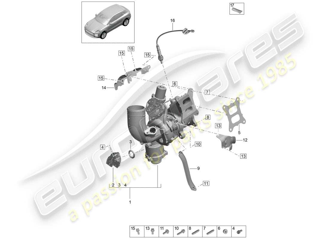 porsche macan (2019) exhaust gas turbocharger part diagram
