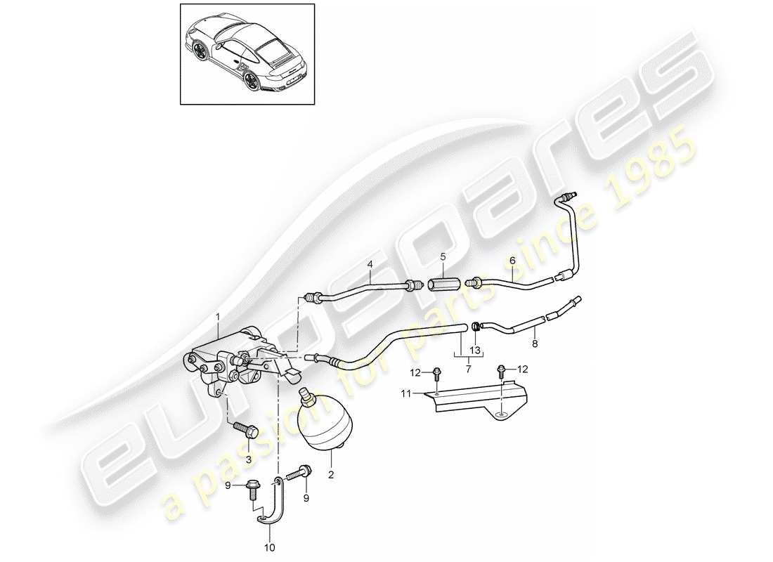 porsche 911 t/gt2rs (2012) hydraulic clutch parts diagram