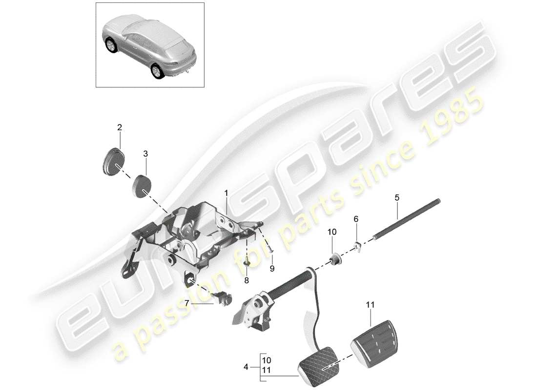 porsche macan (2014) brake operations parts diagram