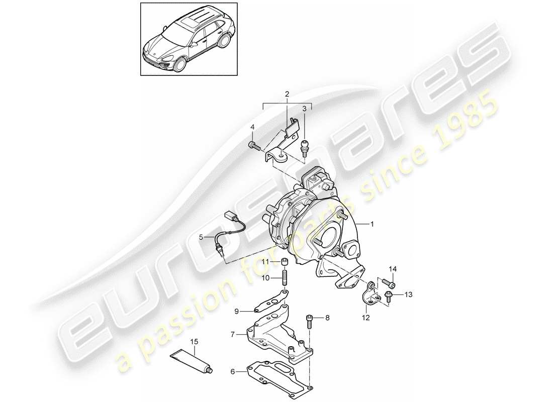 porsche cayenne e2 (2013) exhaust gas turbocharger part diagram