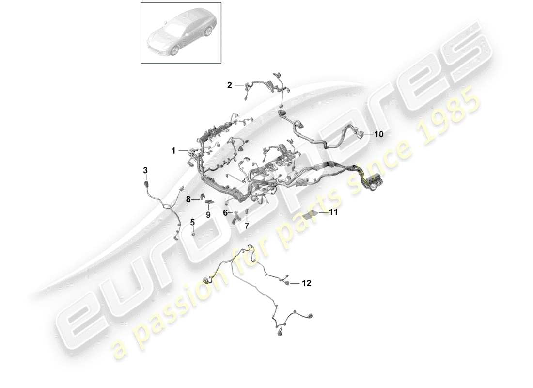 porsche panamera 971 (2019) wiring harnesses parts diagram
