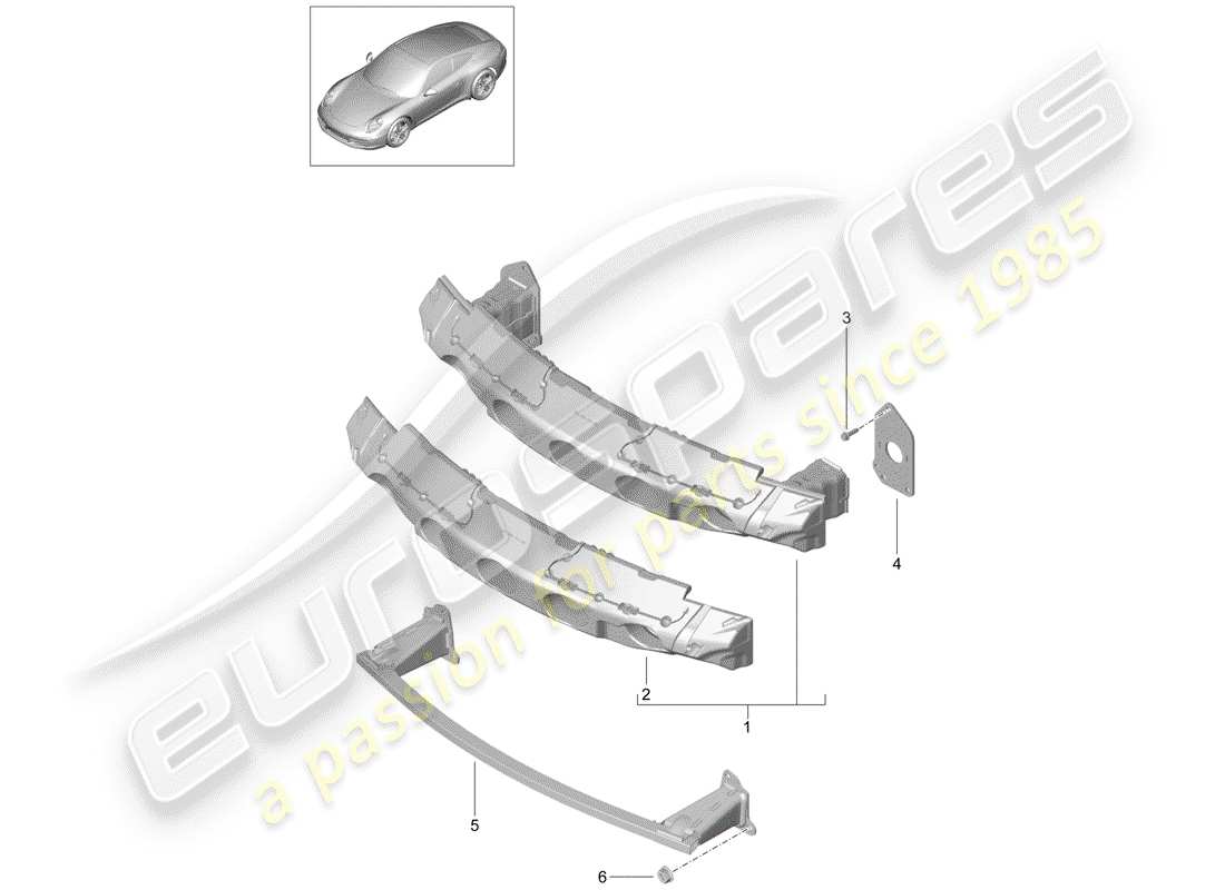 porsche 991 (2015) bumper bracket part diagram