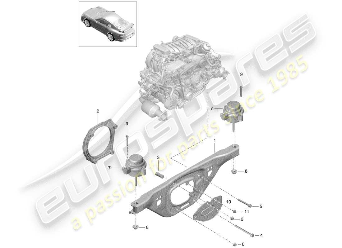 porsche 991r/gt3/rs (2015) engine lifting tackle parts diagram