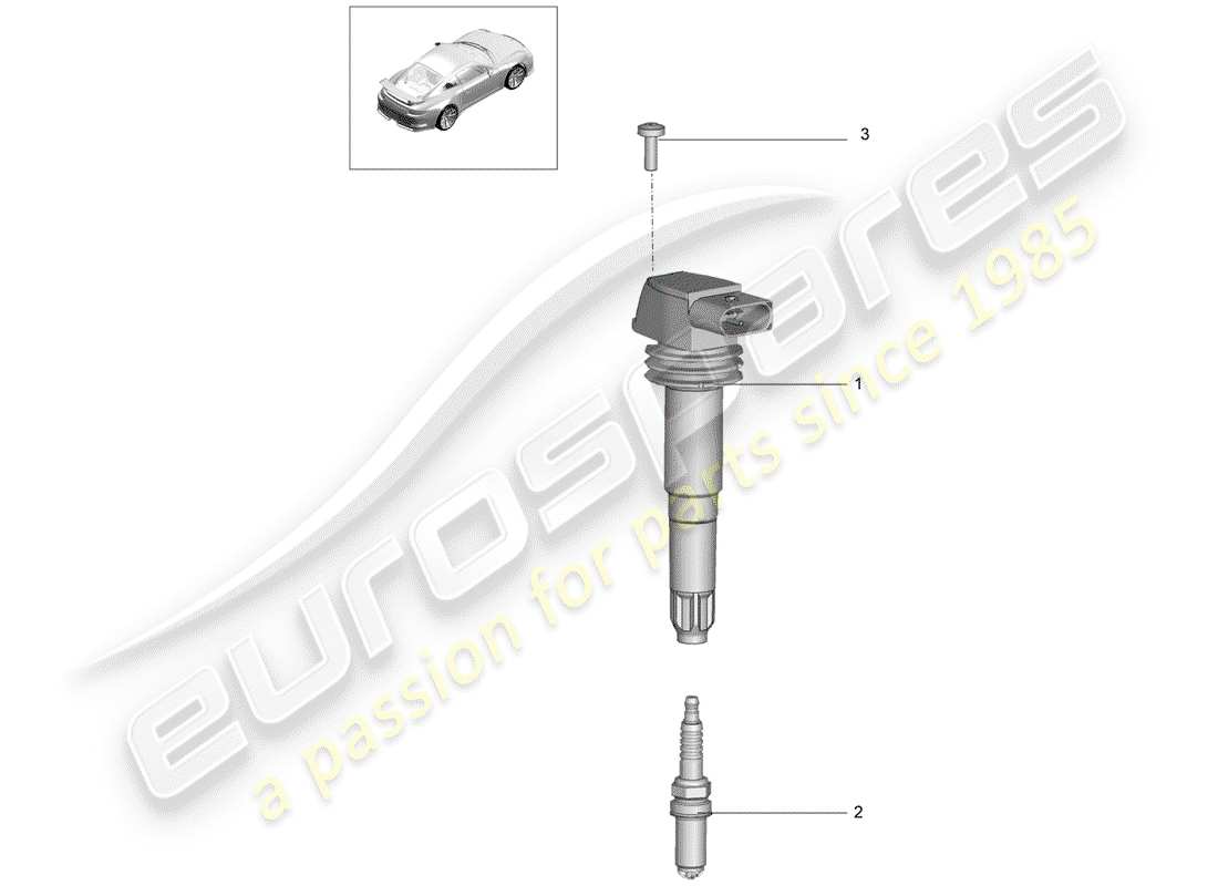porsche 991r/gt3/rs (2015) ignition system parts diagram
