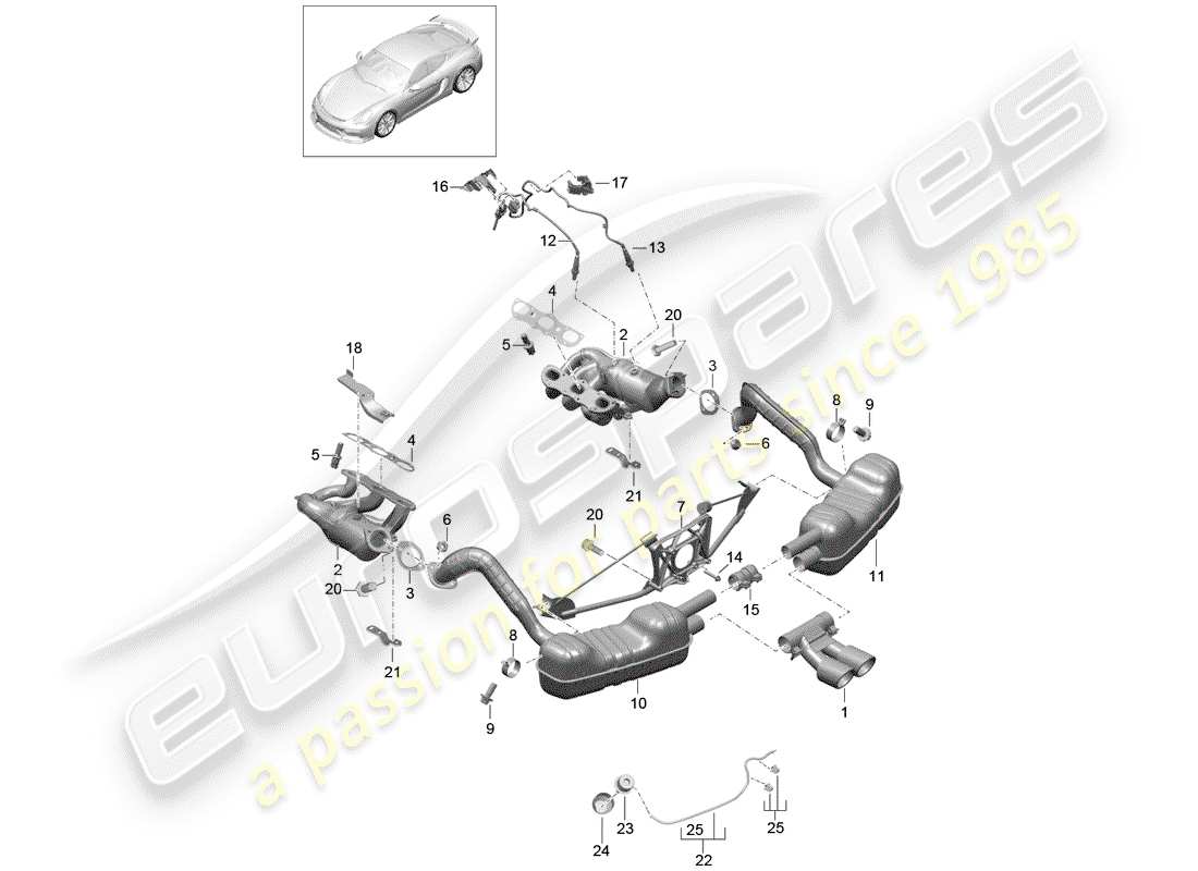 porsche 2016 exhaust system part diagram