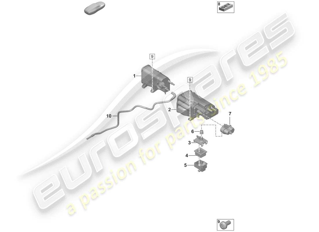 porsche 992 (2020) evaporative emission canister part diagram