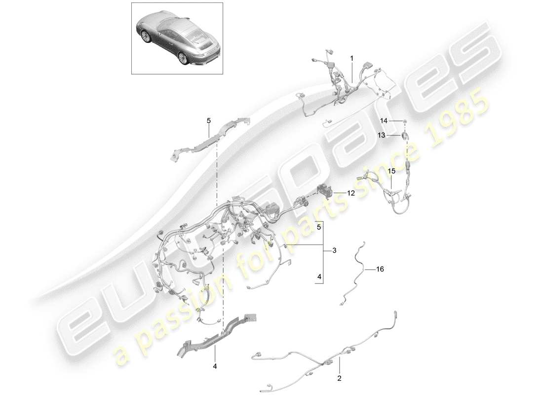 porsche 991 gen. 2 (2019) wiring harnesses part diagram