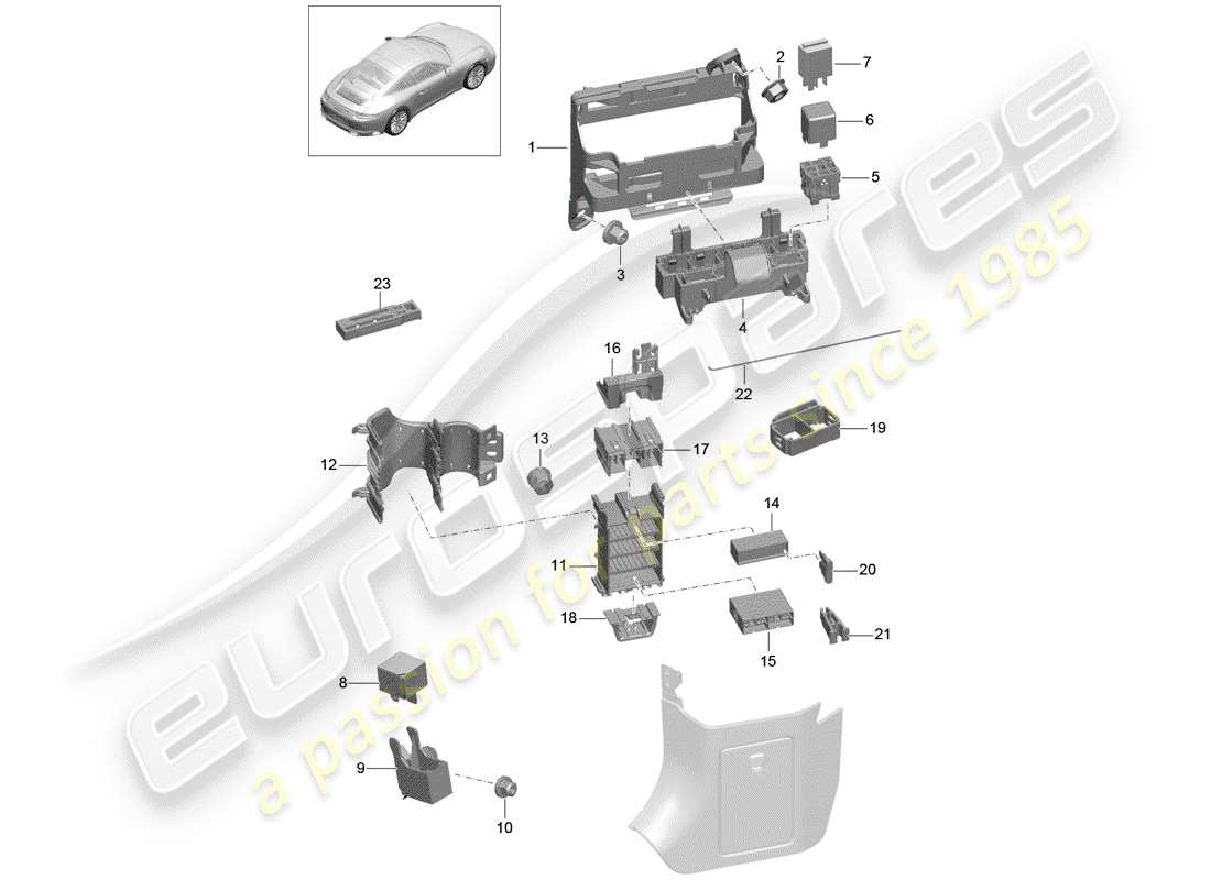 porsche 991 gen. 2 (2019) fuse box/relay plate part diagram