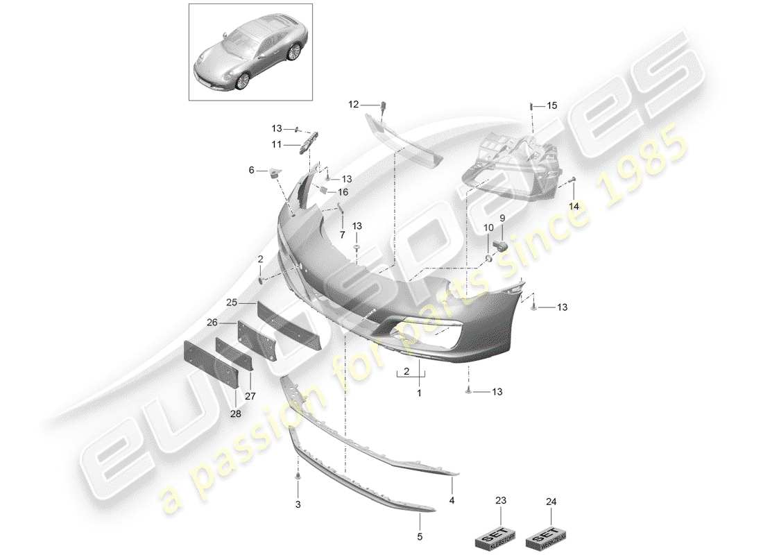 porsche 991 gen. 2 (2019) bumper part diagram