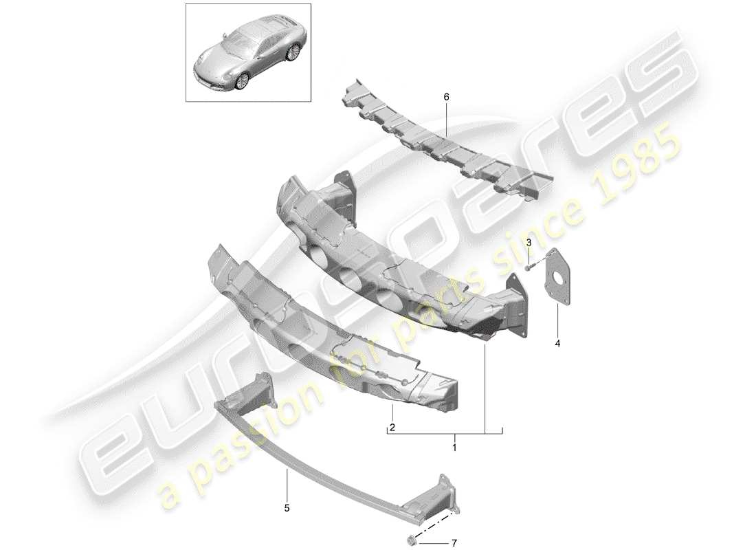 porsche 991 gen. 2 (2019) bumper bracket part diagram