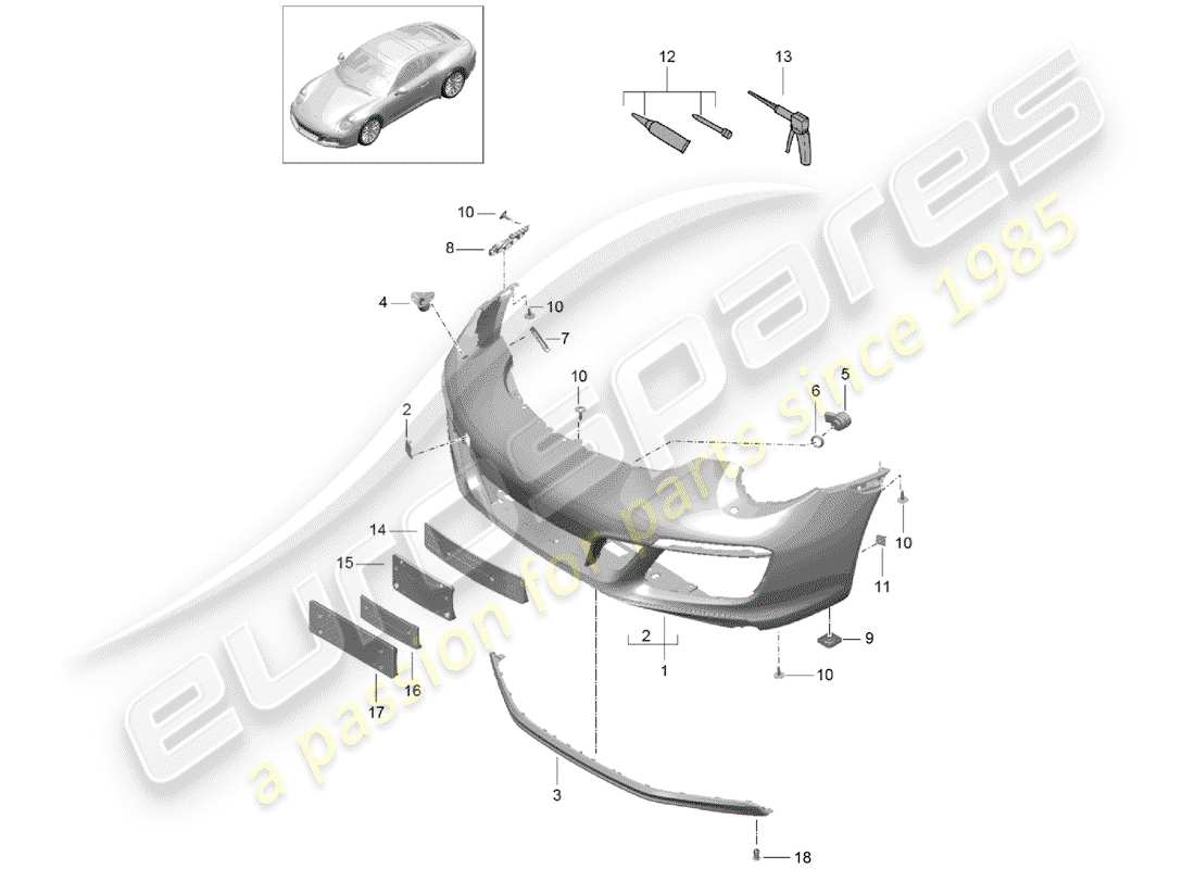 porsche 991 gen. 2 (2019) bumper part diagram