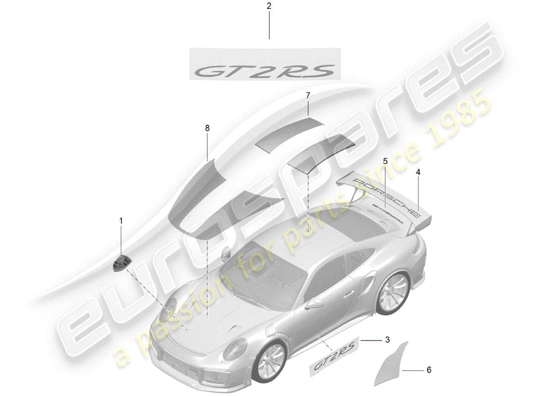 porsche 991 turbo (2020) nameplates parts diagram