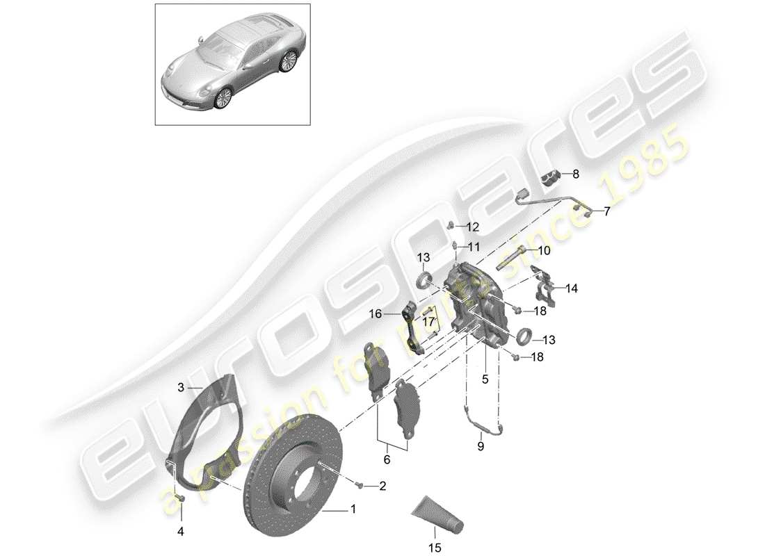 porsche 991 gen. 2 (2019) disc brakes part diagram